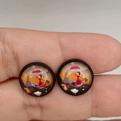 Mary Poppins stud earrings new, multicolored