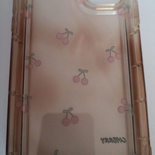 iPhone 11 cases, one used cherry design and one unused transparent