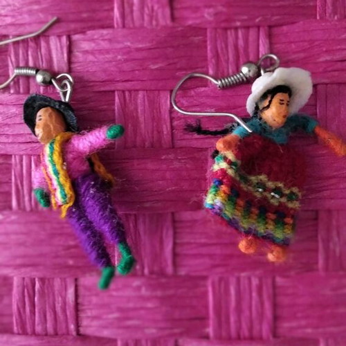 Thread and wool earrings new, boho handmade with traditional costume
