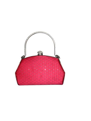 Women's evening clutch bag used, red with rhinestones, vintage