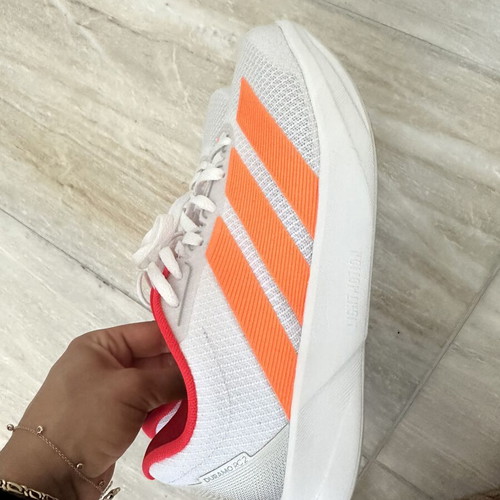 Adidas athletic shoes used, size 38, white with orange stripes