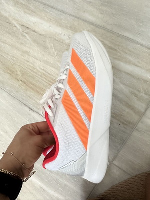 Adidas athletic shoes used, size 38, white with orange stripes