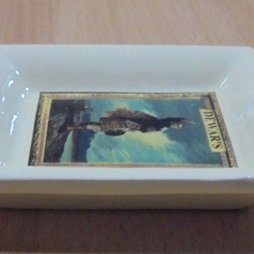 Dewar's Scotch Whisky old promotional ceramic ashtray used