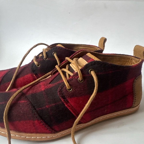 Toms shoes with laces leather like new plaid size 37