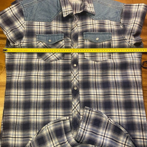 Sfera Men Checked Shirt with Denim Details Large like new