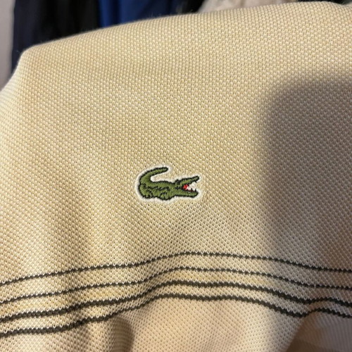 Lacoste vintage polo shirt used, beige and earth tones, size 2XL