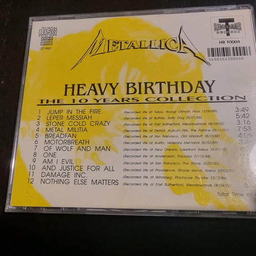 Metallica Heavy Birthday CD used, metal live collection 1984-1992
