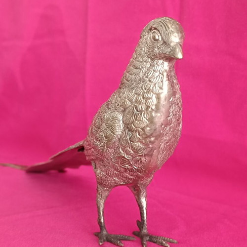 Vintage silver metal pheasant figurine like new