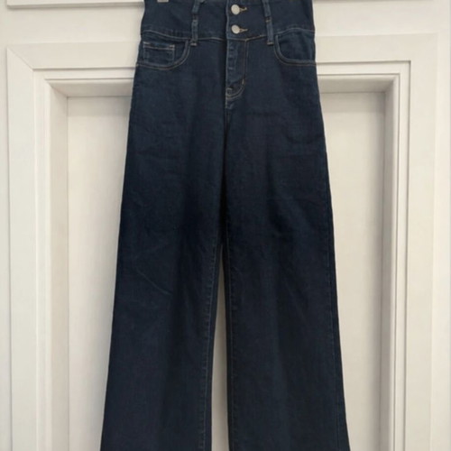 High-waist cropped jeans like new, dark blue, bell-bottom