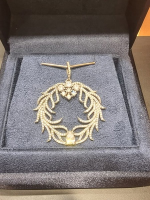 Pendant 925 silver with zircon and chain, new