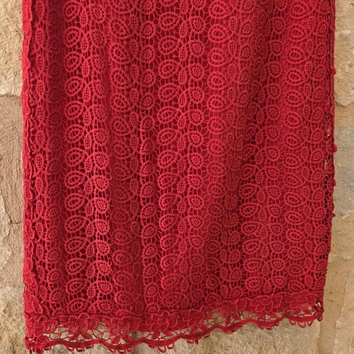 Massimo Dutti Guipure Crochet Lace Shift Dress like new, red, size M