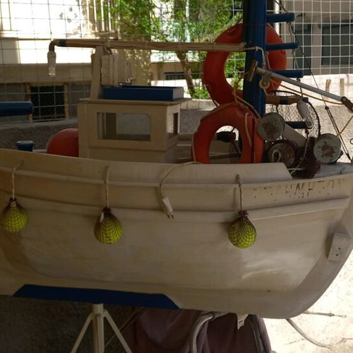Fishing boat decoration used, wooden hull replica