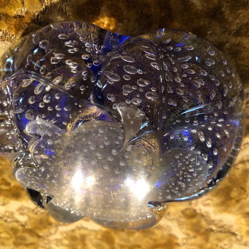 Authentic vintage Italian blue Murano ashtray 1960s like new