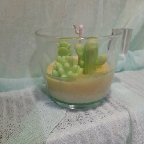 Handmade soy candle with green forest scent new