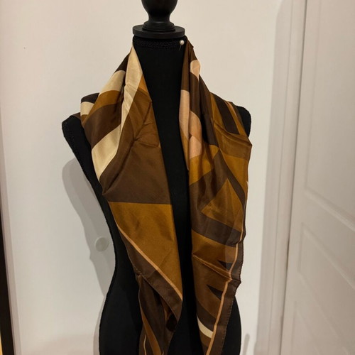 Scarf shawl unused, 100% silk, beige and brown