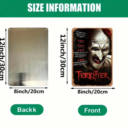Terrifier metal wall sign 20x30cm new, stainless and waterproof