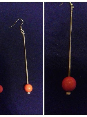 Long earrings new, coral and silver color