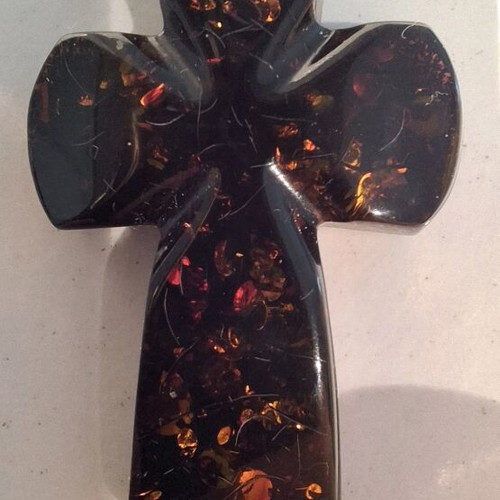 Cross made of natural black Baltic amber new