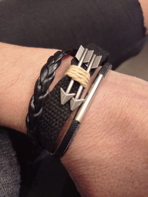 Men's Multi-Strand Bracelet PU Leather and Stainless Steel new