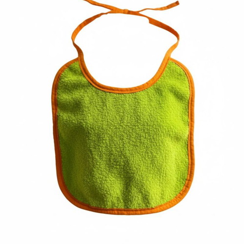 Cotton terry bibs like new, pack of 3 green with orange