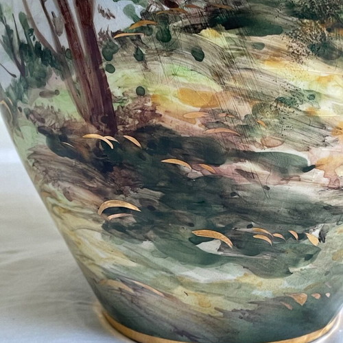 Italian porcelain vase antique used, hand-painted