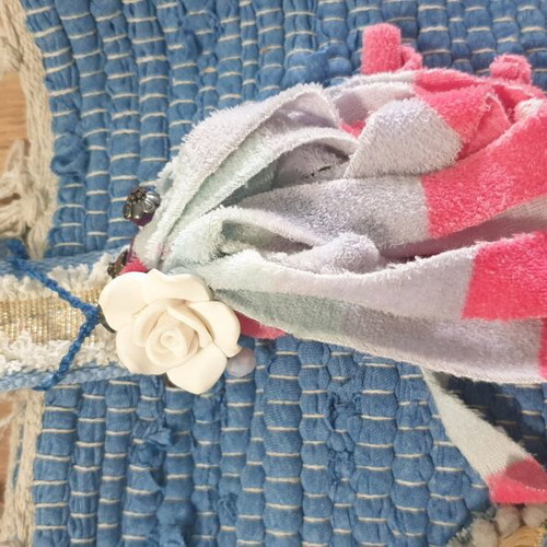 Handmade blue shoulder beach bag custom order