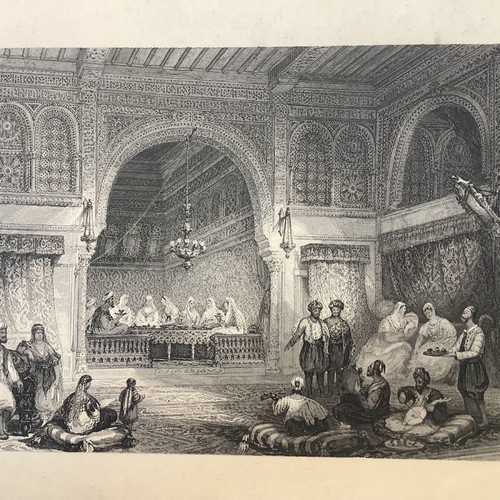 Interior of Moorish Palace in Algiers chalcography used 32x23cm