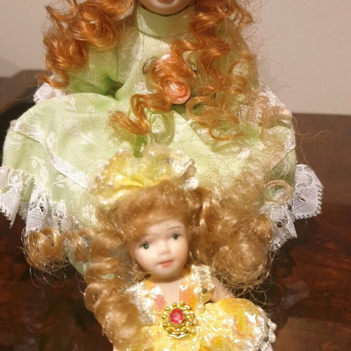 Porcelain dolls new, set of 2 small decorative