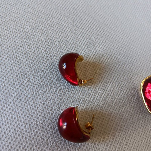 Jewelry set shiny ring size 9 and red wine color earrings new