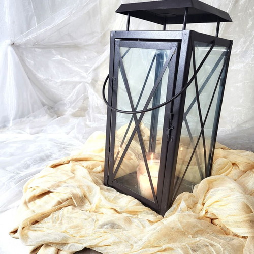 Large Vintage Black Metal Floor Lantern like new