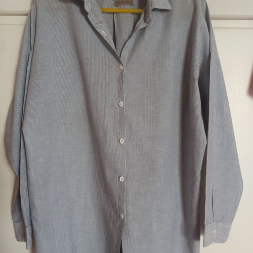 Philosophy shirt medium striped gray white used with small stain