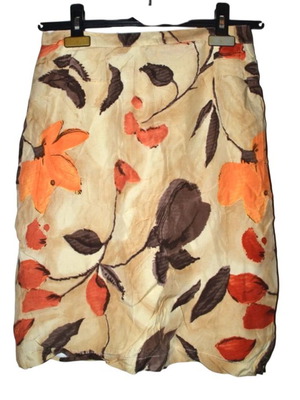 Vintage high-waisted skirt Medium Large floral brown orange flowers like new