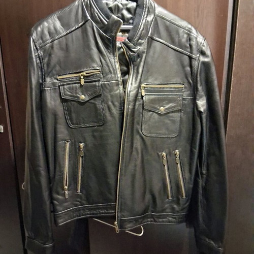 Leather jacket men's Hountalas like new, size Large, black