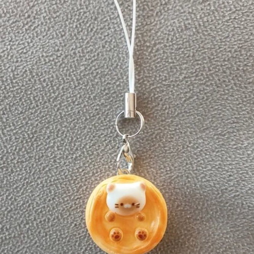 Cat Keychain new, white and orange