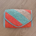 Straw Envelope Bag used, colorful summer handbag with lining and zipper pocket