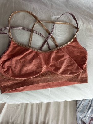Oysho Glitter Sports Bra Medium With Removable Padding Brown Pink Like New