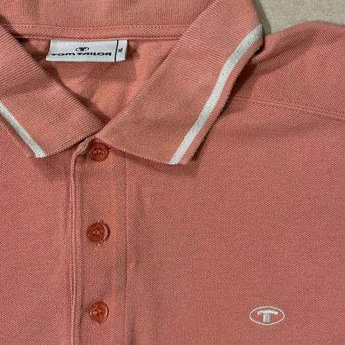 Tom Tailor Polo Shirt coral salmon tipped collar size XL like new