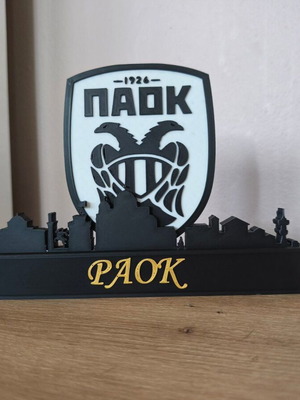 3D Printed Διακοσμητικό ΠΑΟΚ Καινούργιο με Shield και Skyline Θεσσαλονίκης