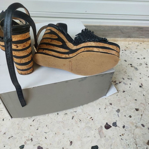 Paloma Barceló espadrilles like new, black cork wedge sandals size 36