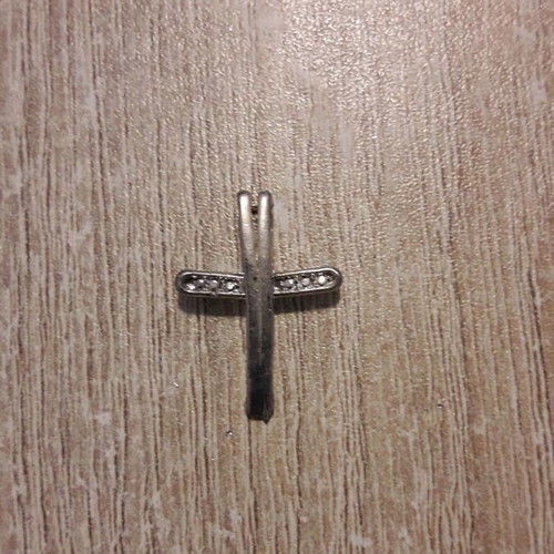 Cross used pendant with rhinestones for chain