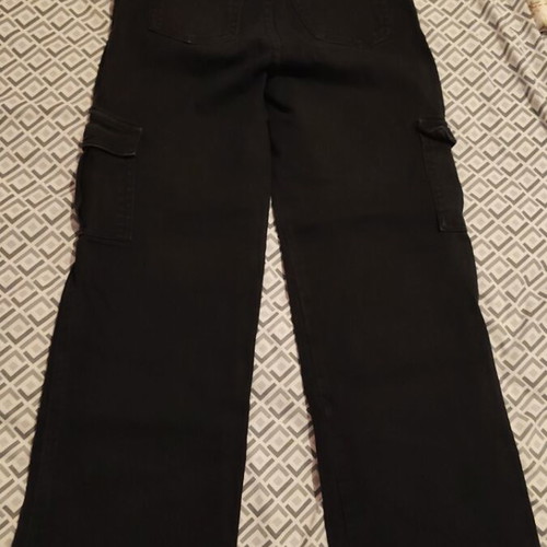 Cargo jeans pants for girls, black, age 12