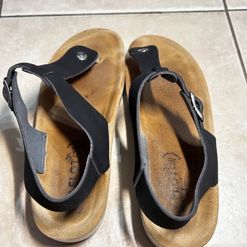 Fly Flot women's anatomical sandals like new, black and brown, size 40