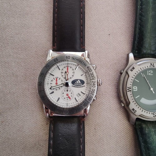 Men's Watches Adidas and Avia Trekker used, leather straps, battery needed