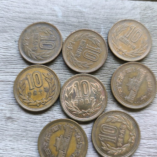 Japanese coins used, pack of 8