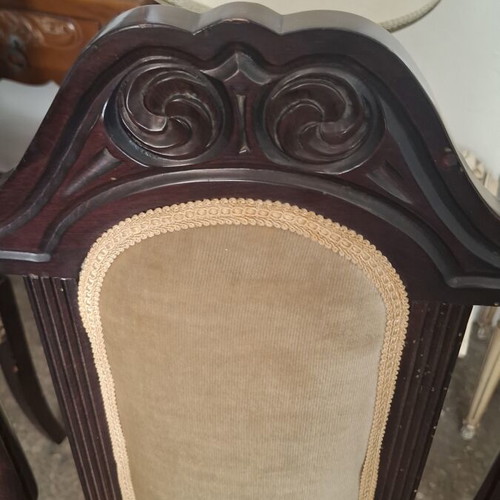 Classic carved dining table with six chairs used