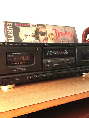 Aiwa AD-WX727E Vintage Double Cassette Deck used, auto reverse, black