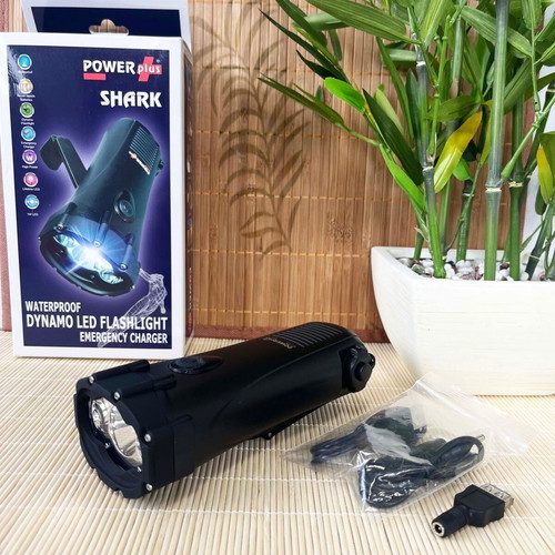 Powerplus Shark Waterproof LED Dynamo Flashlight with Power Bank