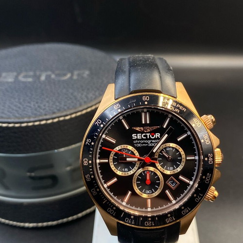 Sector 230 Chronograph watch like new, black and rose gold