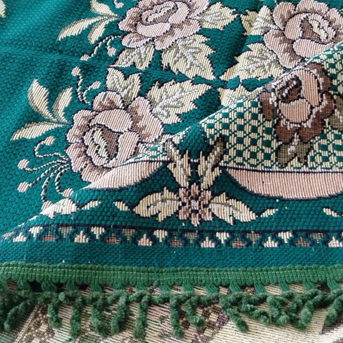 Damask tablecloth new, cotton with fringes