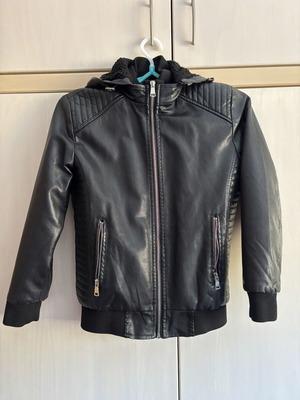 Bimbo Style kids leather jacket, black, size 12